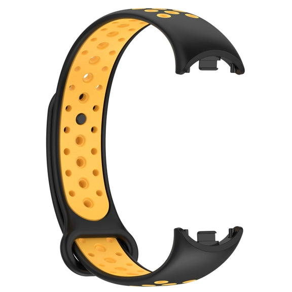For Xiaomi Mi Band 8 Sports Two Color Silicone Watch Band(Black Yellow)