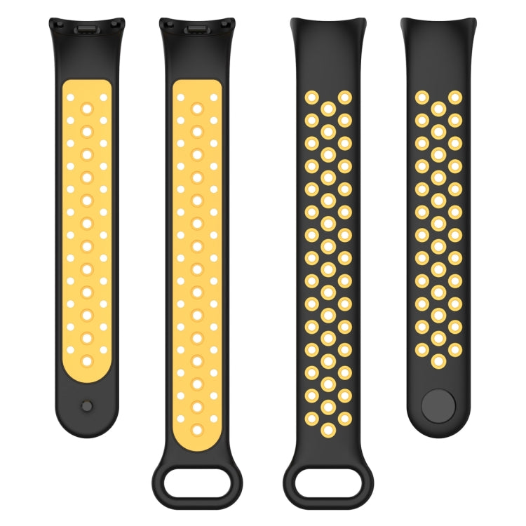For Xiaomi Mi Band 8 Sports Two Color Silicone Watch Band(Black Yellow)