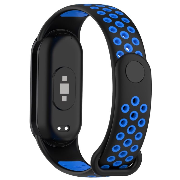 For Xiaomi Mi Band 8 Sports Two Color Silicone Watch Band(Black Blue)