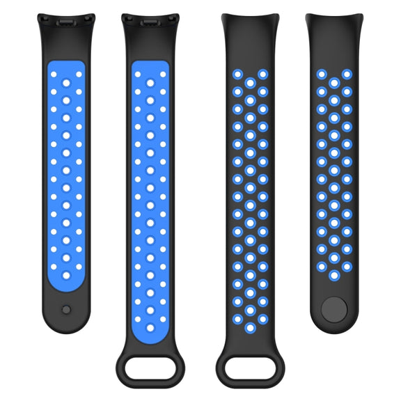 For Xiaomi Mi Band 8 Sports Two Color Silicone Watch Band(Black Blue)
