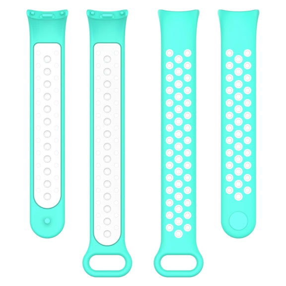 For Xiaomi Mi Band 8 Sports Two Color Silicone Watch Band(Cyan White)