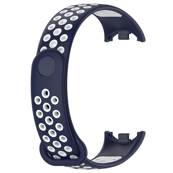 For Xiaomi Mi Band 8 Sports Two Color Silicone Watch Band(Midnight Blue White)