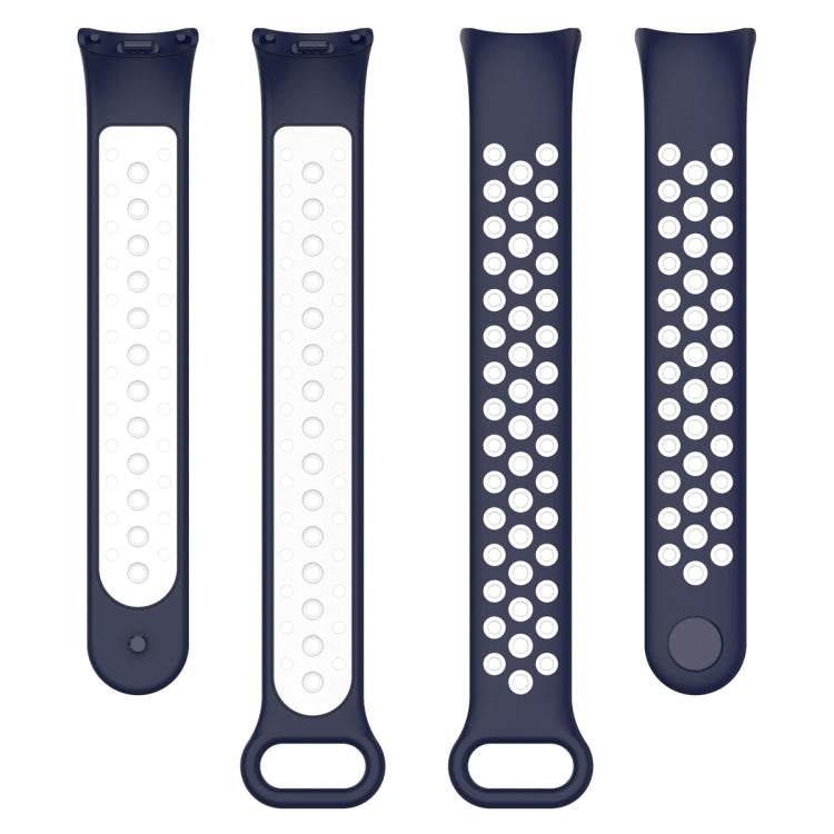 For Xiaomi Mi Band 8 Sports Two Color Silicone Watch Band(Midnight Blue White)
