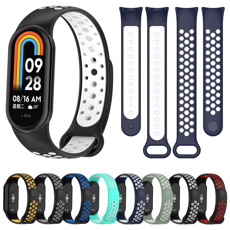 For Xiaomi Mi Band 8 Sports Two Color Silicone Watch Band(Black Red)