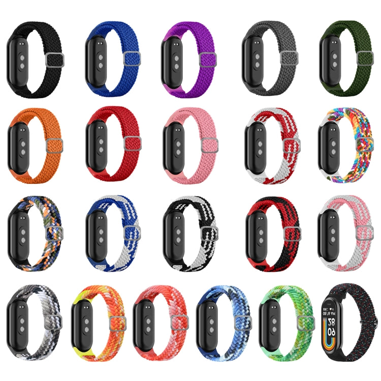 For Xiaomi Mi Band 8 Adjustable Nylon Braided Elasticity Watch Band(Colorful Black)