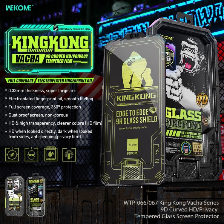 For iPhone 14 Plus WK WTP-066 King Kong Vacha 9D Curved HD Tempered Glass Film(Black)