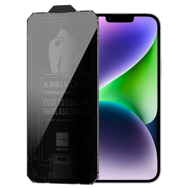 For iPhone 14 Plus WK WTP-067 King Kong Vacha 9D Curved Privacy Tempered Glass Film(Black)
