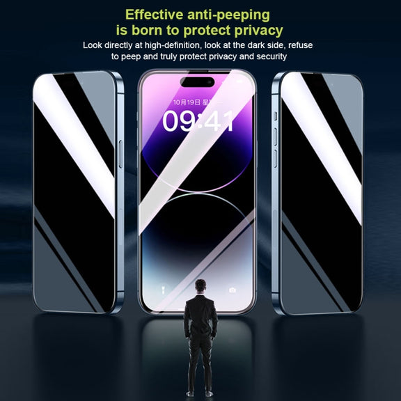 For iPhone 14 Pro Max WK WTP-067 King Kong Vacha 9D Curved Privacy Tempered Glass Film(Black)