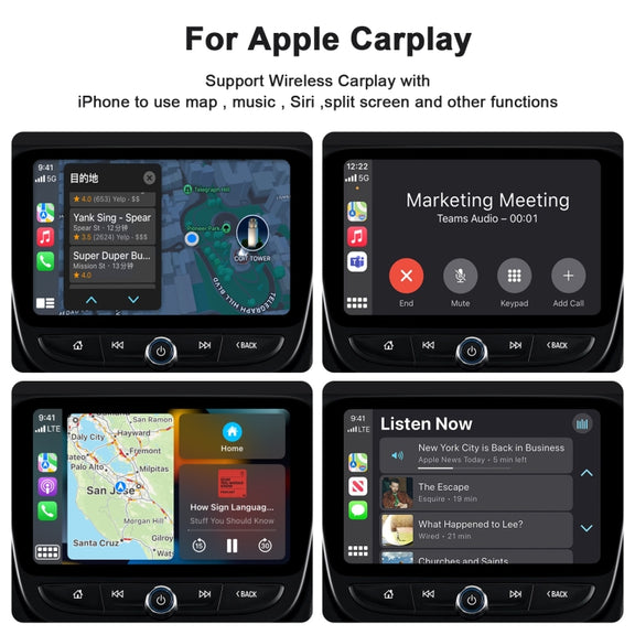 THT-020-2 USB + USB-C / Type-C Wired to Wireless Carplay Adapter for iPhone(Black)