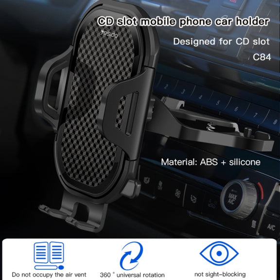 Yesido C84 360 Degree Rotating CD Port Car Phone Holder(Black)