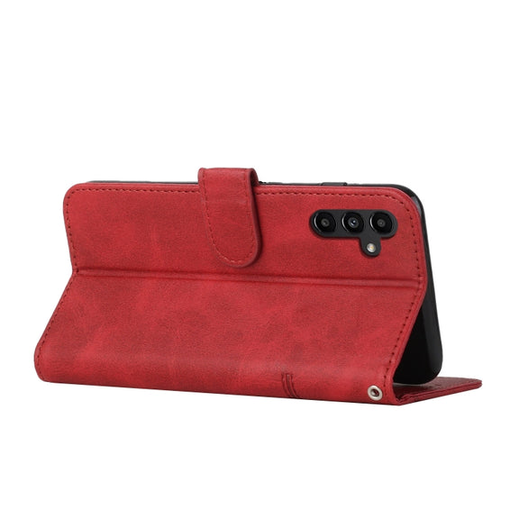 For Samsung Galaxy A24 4G Stitching Calf Texture Buckle Leather Phone Case(Red)