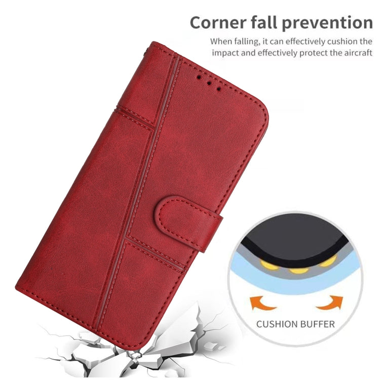 For Samsung Galaxy A24 4G Stitching Calf Texture Buckle Leather Phone Case(Red)