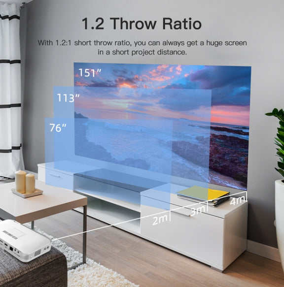 WOWOTO T9S TI DLP DMD 0.45 1280 x 800 4K 350ANSI RGB LED Smart Projector(US Plug)