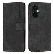 For OnePlus Nord CE 3/Nord CE 3 Lite/Nord N30 Skin Feel Stripe Pattern Leather Phone Case with Lanyard(Black)
