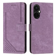 For OnePlus Nord CE 3/Nord CE 3 Lite/Nord N30 Skin Feel Stripe Pattern Leather Phone Case with Lanyard(Purple)