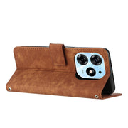 For Tecno Spark 10 Pro Skin Feel Stripe Pattern Leather Phone Case with Lanyard(Brown)