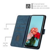 For Tecno Spark 10 Pro Skin Feel Stripe Pattern Leather Phone Case with Lanyard(Blue)
