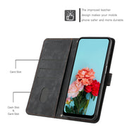 For Tecno Spark 10 Pro Skin Feel Stripe Pattern Leather Phone Case with Lanyard(Black)