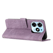 For Tecno Spark 10 Pro Skin Feel Stripe Pattern Leather Phone Case with Lanyard(Purple)