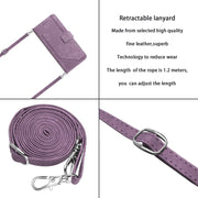 For Tecno Spark 10 Pro Skin Feel Stripe Pattern Leather Phone Case with Lanyard(Purple)