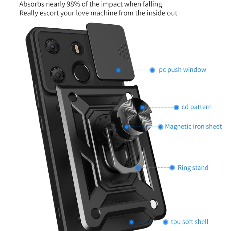 For Tecno Pop 7 Pro / Spark Go 2023 Sliding Camera Cover Design TPU+PC Protective Case(Red)