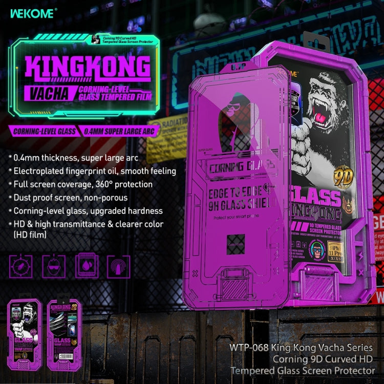 For iPhone 14 WK WTP-068 King Kong Vacha Corning 9D Curved HD Tempered Glass Film(Black)