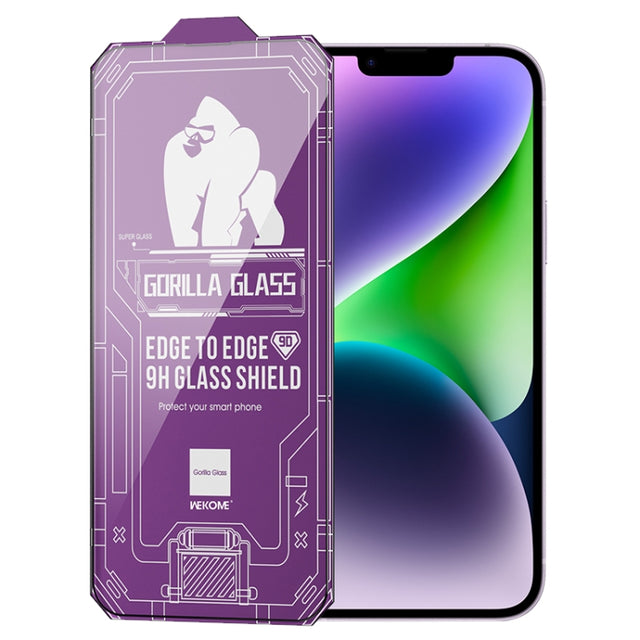 For iPhone 14 Plus WK WTP-068 King Kong Vacha Corning 9D Curved HD Tempered Glass Film(Black)