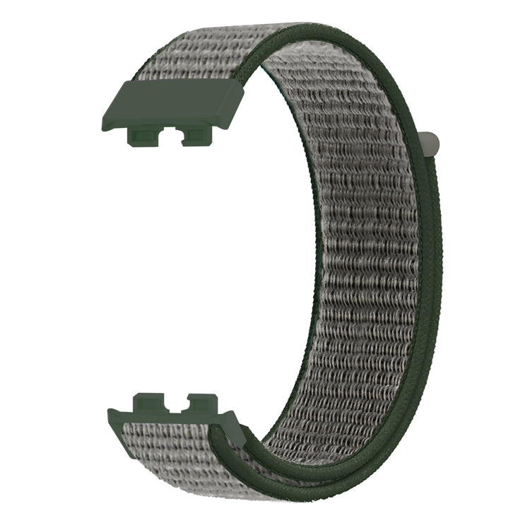For Huawei Band 8 16mm Woven Nylon Loop Watch Band(Dark Olive)