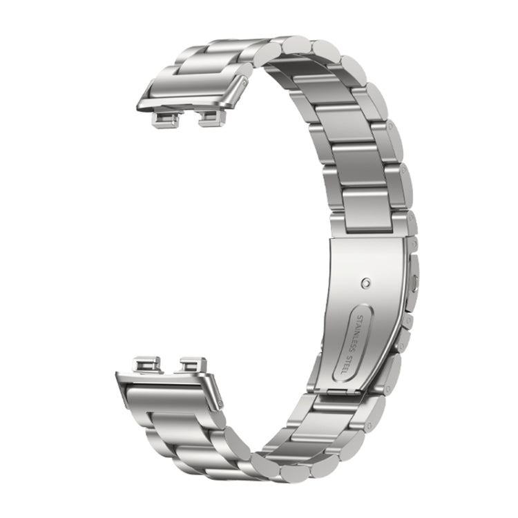 For Huawei Band 8 16mm Three Strains Metal Replacement Watch Band(Silver)