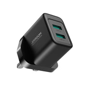 JOYROOM JR-TCN01 2.4A Dual Ports USB Charger, Plug:UK Plug(Black)