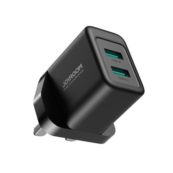 JOYROOM JR-TCN01 2.4A Dual Ports USB Charger, Plug:UK Plug(Black)