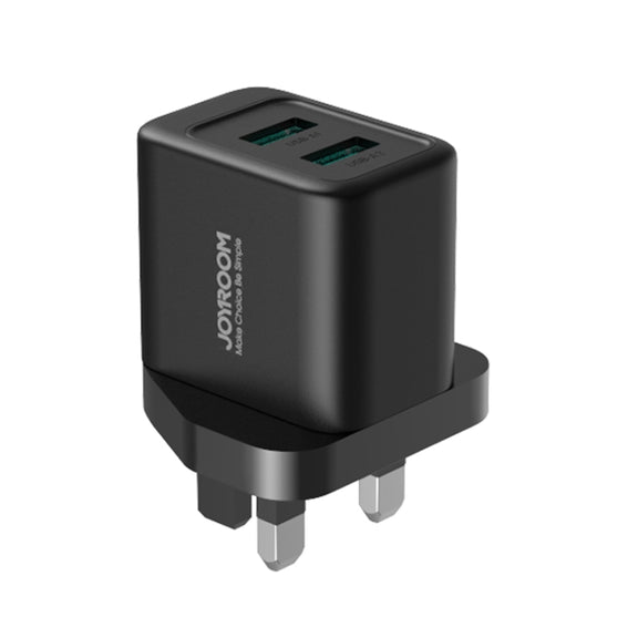 JOYROOM JR-TCN01 2.4A Dual Ports USB Charger, Plug:UK Plug(Black)