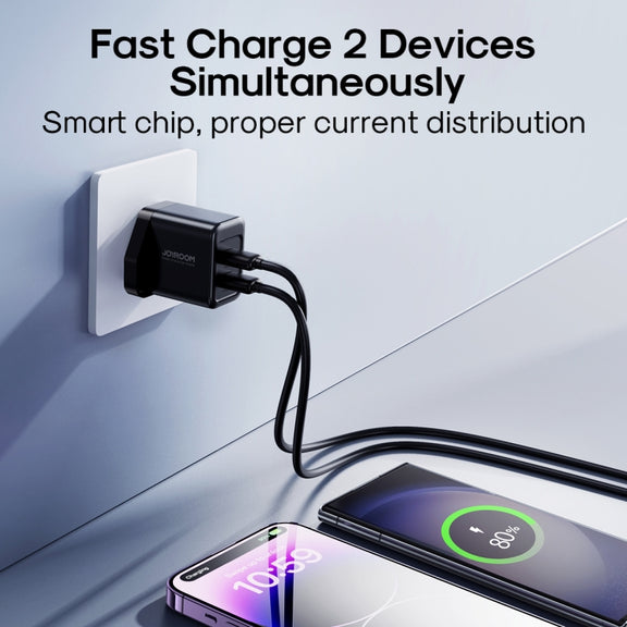 JOYROOM JR-TCN01 2.4A Dual Ports USB Charger, Plug:UK Plug(Black)