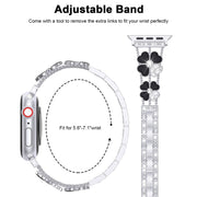 For Apple Watch 8 41mm Petal Metal Diamond Watch Band(Silver+Black)