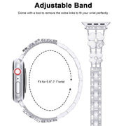 For Apple Watch 7 41mm Petal Metal Diamond Watch Band(Silver+White)