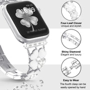 For Apple Watch 7 41mm Petal Metal Diamond Watch Band(Silver+White)