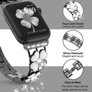 For Apple Watch SE 2022 40mm Petal Metal Diamond Watch Band(Black+White)