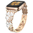 For Apple Watch SE 2022 40mm Petal Metal Diamond Watch Band(Rose Gold+White) -  by PMC TechLife | Online Shopping South Africa | PMC TechLife