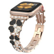 For Apple Watch 4 40mm Petal Metal Diamond Watch Band(Rose Gold+Black) - Watch Bands by PMC TechLife | Online Shopping South Africa | PMC TechLife