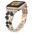 For Apple Watch 4 44mm Petal Metal Diamond Watch Band(Rose Gold+Black) - Watch Bands by PMC TechLife | Online Shopping South Africa | PMC TechLife