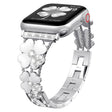 For Apple Watch 3 42mm Petal Metal Diamond Watch Band(Silver+White) - Watch Bands by PMC TechLife | Online Shopping South Africa | PMC TechLife