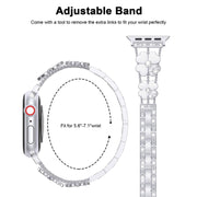 For Apple Watch 3 42mm Petal Metal Diamond Watch Band(Silver+White)