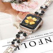 For Apple Watch 2 38mm Petal Metal Diamond Watch Band(Rose Gold+Black)