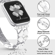 For Apple Watch 2 42 mm Petal Metal Diamond Watch Band(Silver+White)