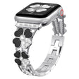 For Apple Watch 42mm Petal Metal Diamond Watch Band(Silver+Black) - Watch Bands by PMC TechLife | Online Shopping South Africa | PMC TechLife