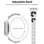 For Apple Watch 42mm Petal Metal Diamond Watch Band(Silver+Black)