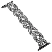 4-Petal Diamond Metal Watch Band For Apple Watch Ultra 49mm(Black)