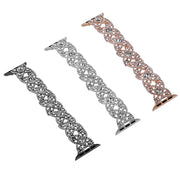 4-Petal Diamond Metal Watch Band For Apple Watch Ultra 49mm(Black)