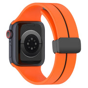 Two Color Folding Buckle Silicone Watch Band For Apple Watch 8 41mm(Orange+Black)