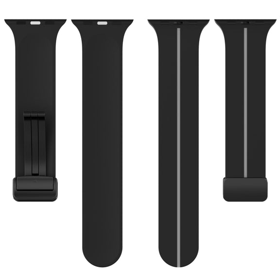 Two Color Folding Buckle Silicone Watch Band For Apple Watch 8 41mm(Black+Grey)